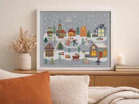 Winter Village Cross Stitch Pattern