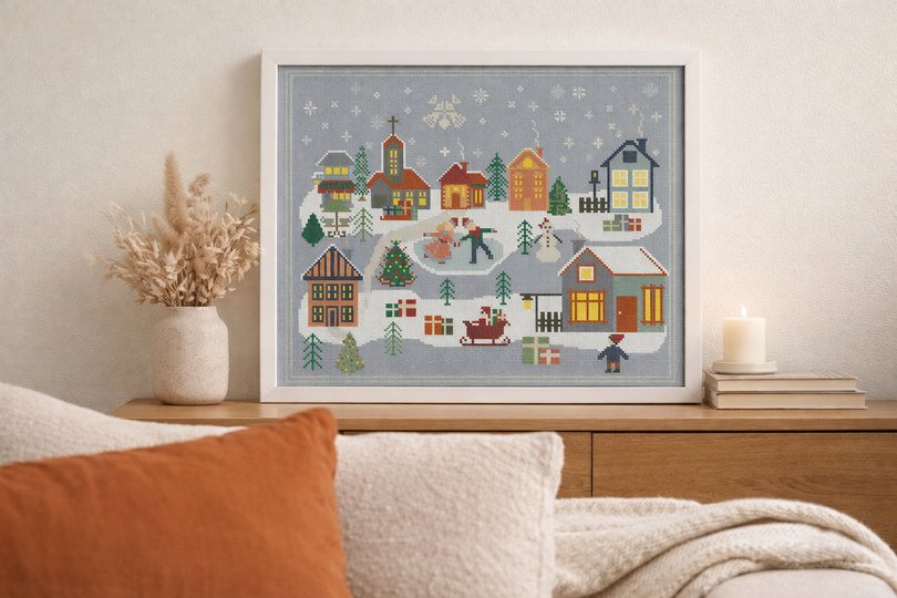 Winter Village Cross Stitch Pattern
