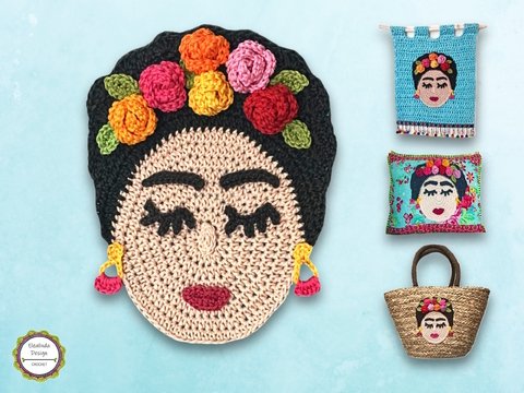 Crochet Pattern "Mexican Beauty" Woman with flower crown, big Applique, PDF