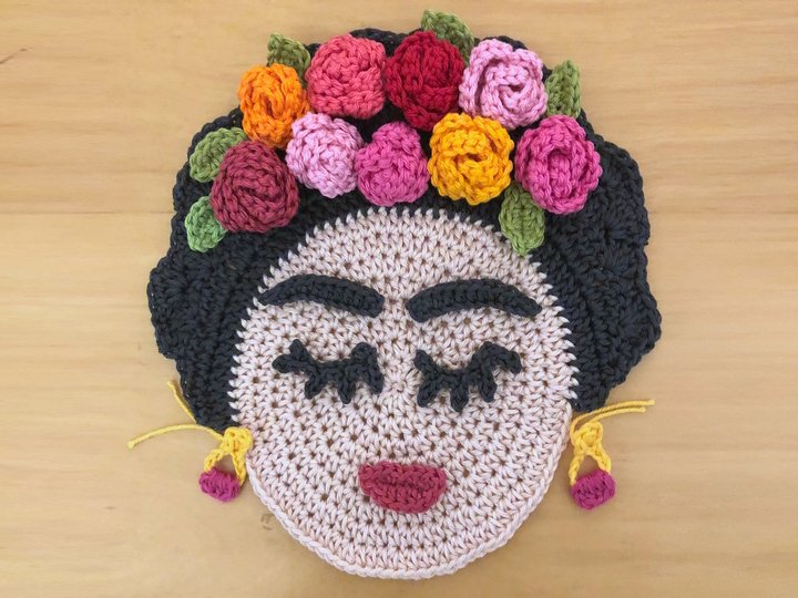 Häkelanleitung Frau mit Blumen "Mexican Beauty", Frauenkopf Applikation PDF