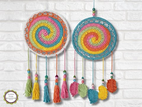 Traumfänger Twister Spiralmuster Dreamcatcher Spirale Häkelanleitung, PDF