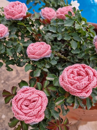 Häkelanleitung, 3D-Motiv, Rose, Granny Square