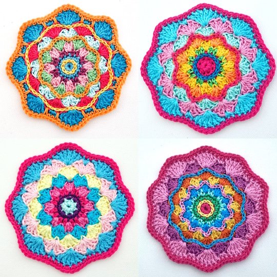 Häkelanleitung "Mandala Mood", 4 Designs für Kissen, Untersetzer, Deko