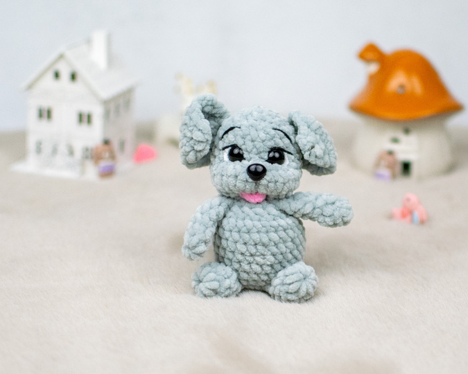 Small Puppy Crochet Pattern – Cute Chenille Dog PDF Tutorial