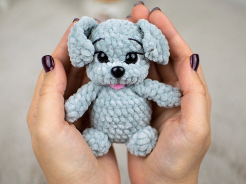 Small Puppy Crochet Pattern – Cute Chenille Dog PDF Tutorial