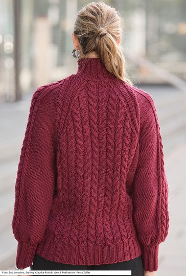 Zopfpulli mit Stehkragen