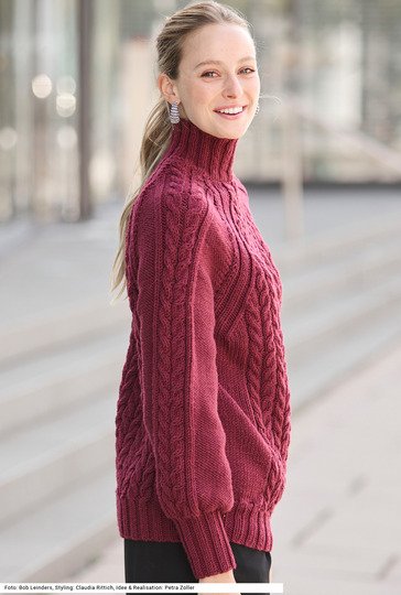 Zopfpulli mit Stehkragen
