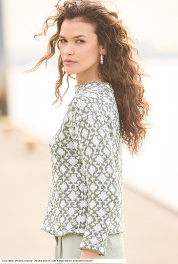 Jacquardpullover mit Stehkragen