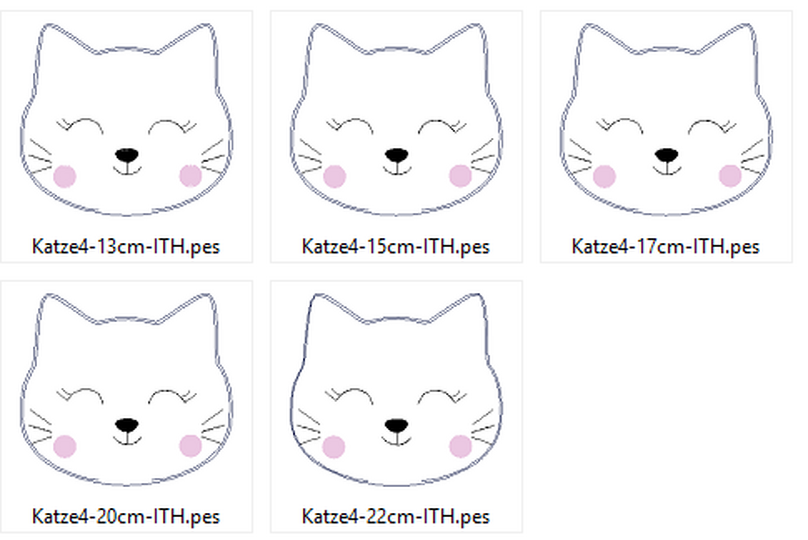 Stickdatei - Katze 4 ITH in 5 Gr. Kissen Kirschkernkissen