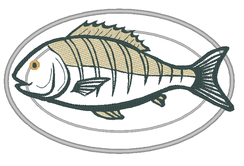 Stickdatei -  Fisch auf dem Teller