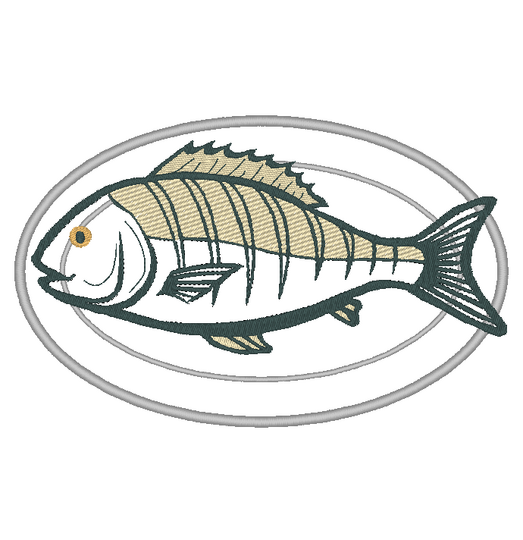 Stickdatei -  Fisch auf dem Teller