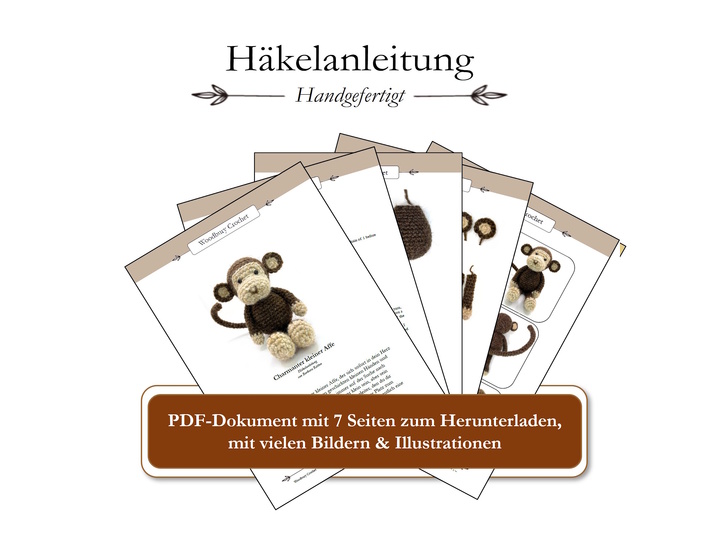 Amigurumi Häkelanleitung in PDF - kleiner Affe
