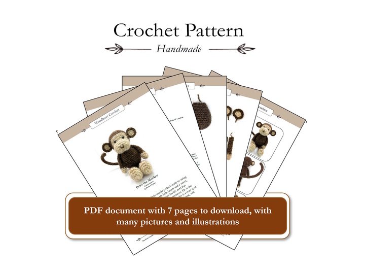 Amigurumi Monkey, Crochet Pattern in PDF – Peter the Monkey (16 cm)