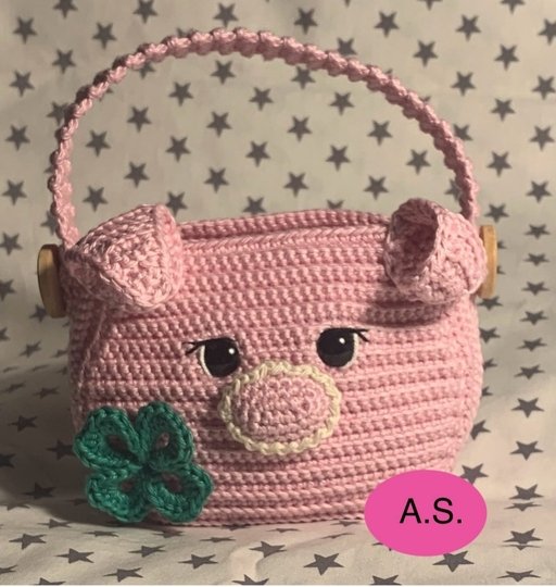 Häkelanleitung Geschenktäschchen "Schweinchen"(Neujahrs/Geburtstagswünsche)