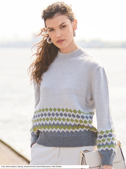 Pulli mit Jacquardbordüre