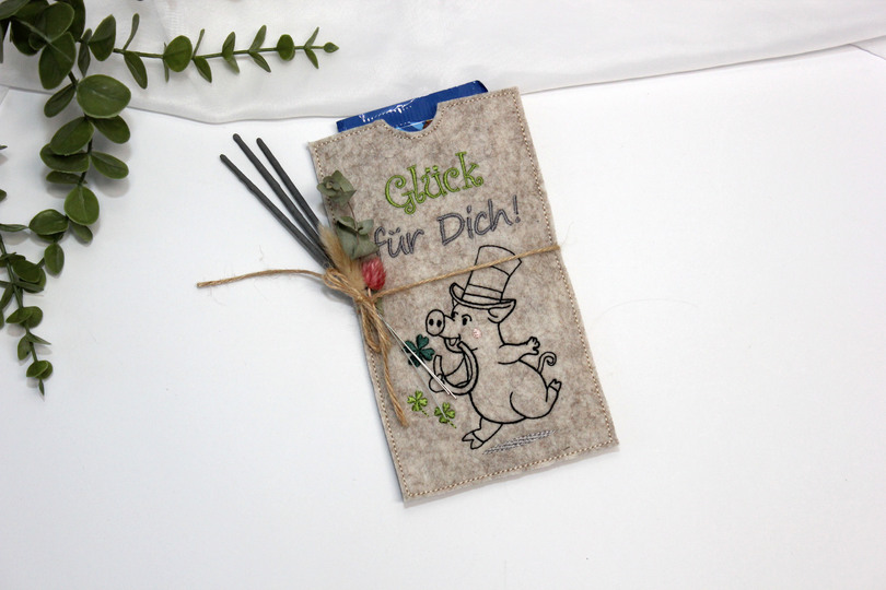 Stickdatei ITH SET Schwein Glücksbringer