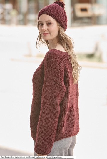 Pulli und Mütze mit Patentmuster