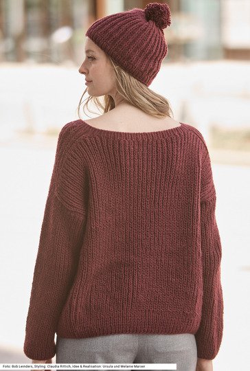 Pulli und Mütze mit Patentmuster