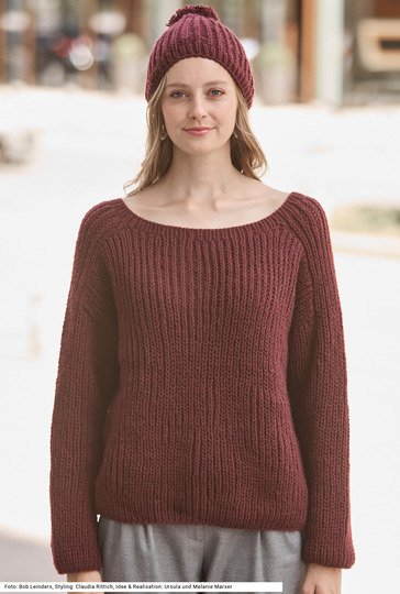 Pulli und Mütze mit Patentmuster