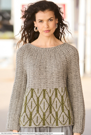 Pulli mit Rundpasse und Jacquardmuster
