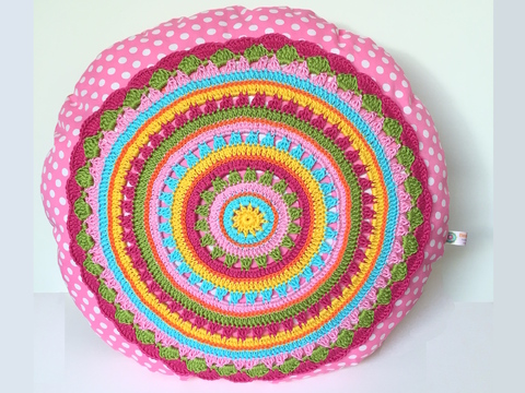 Crochet Pattern Round Cushion "SUNRISE", Pillow incl. Sewing tutorial PDF