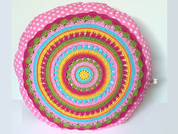 Crochet Pattern Round Cushion "SUNRISE", Pillow incl. Sewing tutorial PDF