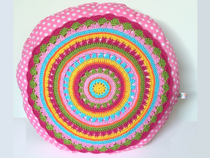 Crochet Pattern Round Cushion "SUNRISE", Pillow incl. Sewing tutorial PDF