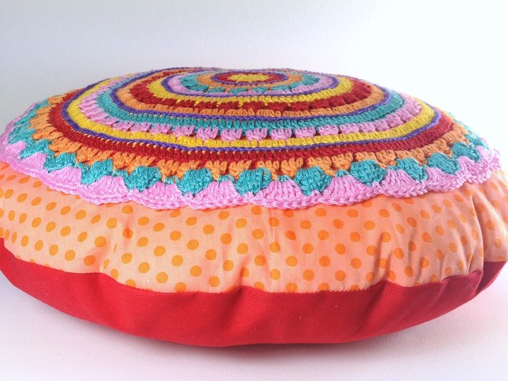 Crochet Pattern Round Cushion "SUNRISE", Pillow incl. Sewing tutorial PDF