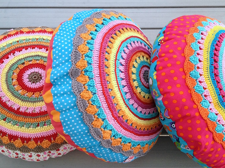 Crochet Pattern Round Cushion "SUNRISE", Pillow incl. Sewing tutorial PDF