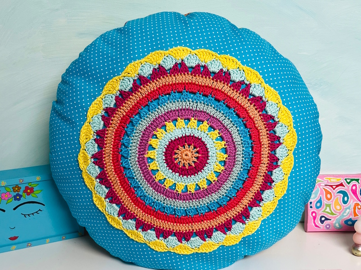 Crochet Pattern Round Cushion "SUNRISE", Pillow incl. Sewing tutorial PDF