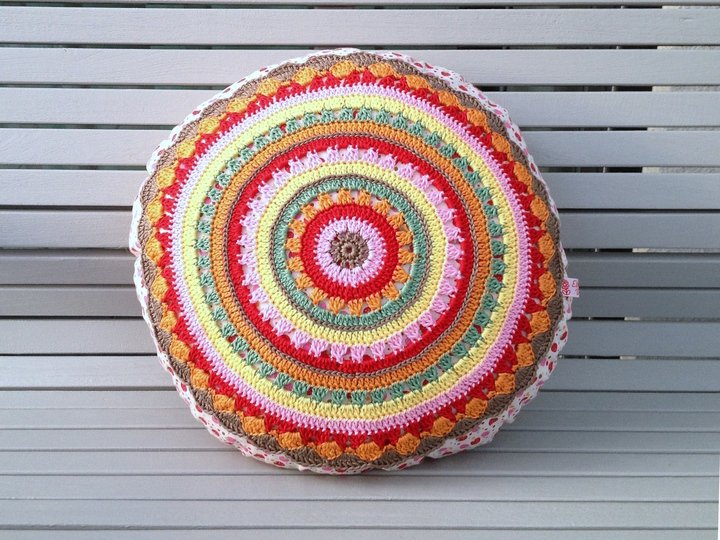 Crochet Pattern Round Cushion "SUNRISE", Pillow incl. Sewing tutorial PDF