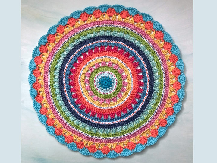 Crochet Pattern Round Cushion "SUNRISE", Pillow incl. Sewing tutorial PDF