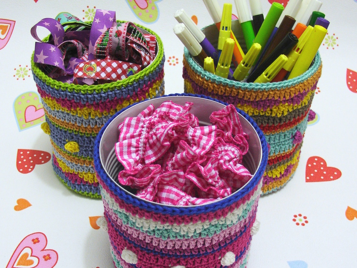 Crochet Pattern for Can Covers, Crocheted Storage Cans, Upcycling Easy DIY