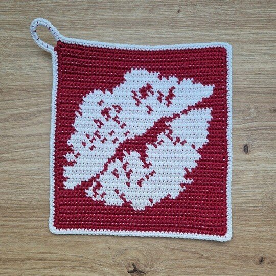 Häkelanleitung Topflappen "Mund"