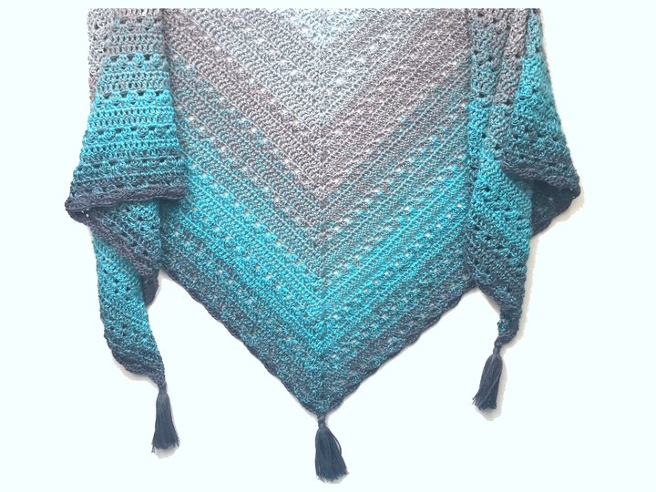 Crochet Pattern Shawl "Estoril", triangle scarf, easy + beginner-friendly