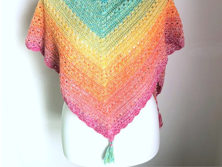 Crochet Pattern Shawl "Estoril", triangle scarf, easy + beginner-friendly