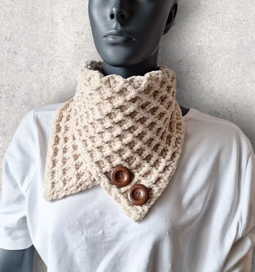 Häkelanleitung kuschlig warme Halssocke, Kragenschal, Chenille-Wolle  #353