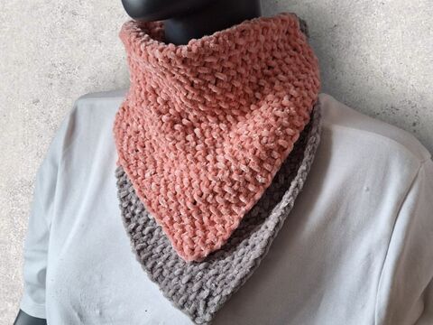 Strickanleitung kuschlig warme Halssocke, Kragenschal, Chenille-Wolle  #354
