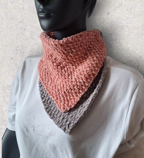 Strickanleitung kuschlig warme Halssocke, Kragenschal, Chenille-Wolle  #354