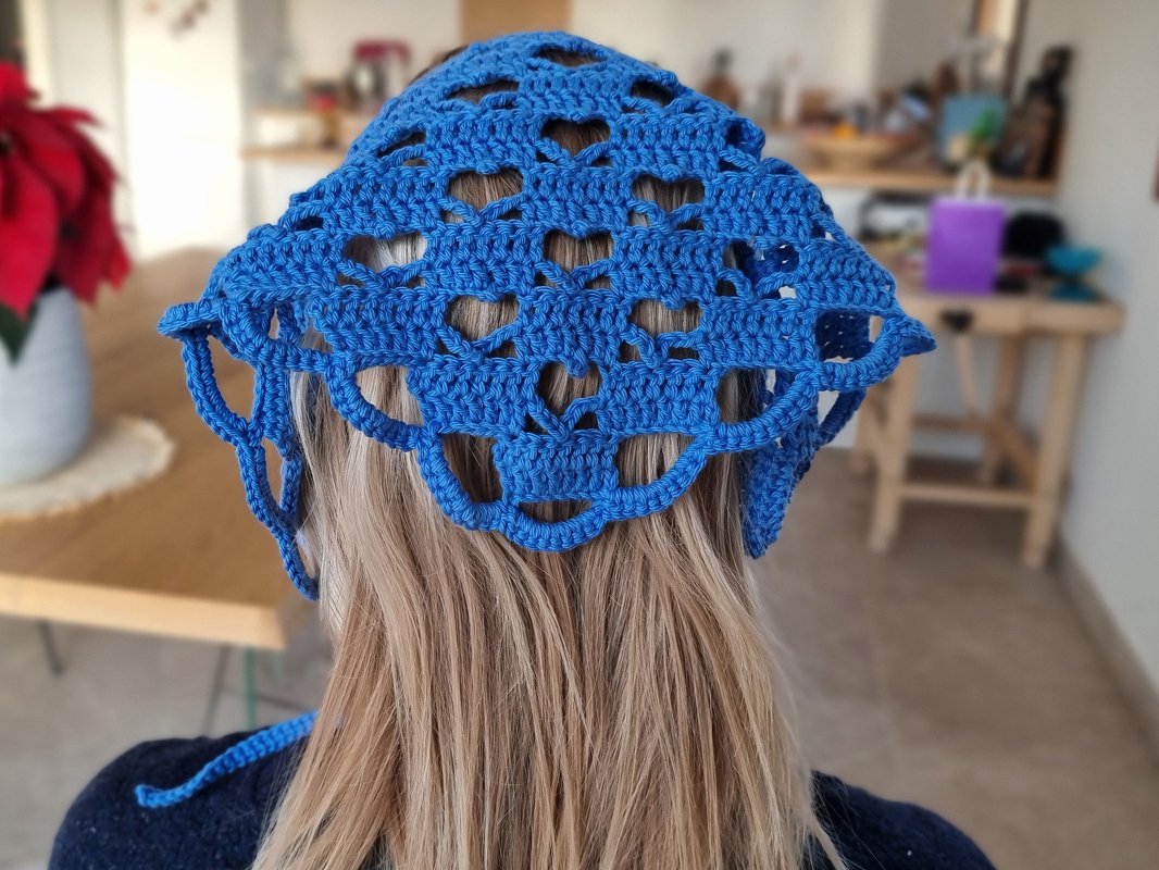 H3 Crochet pattern for a headscarf with a heart motif. Crochet bandana - Image 5
