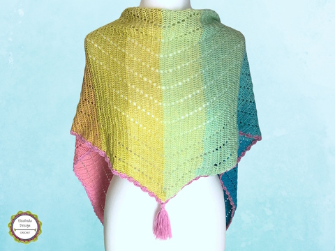 Crochet Pattern "Portocovo" triangle shawl, flat design, charts included