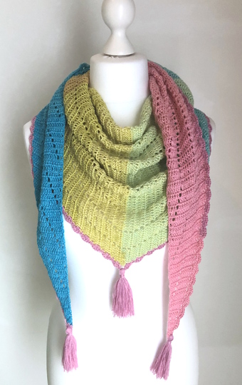 Crochet Pattern "Portocovo" triangle shawl, flat design, charts included