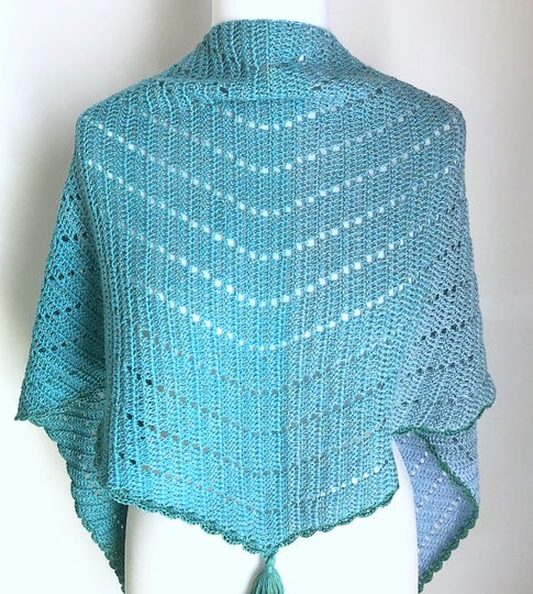Crochet Pattern "Portocovo" triangle shawl, flat design, charts included