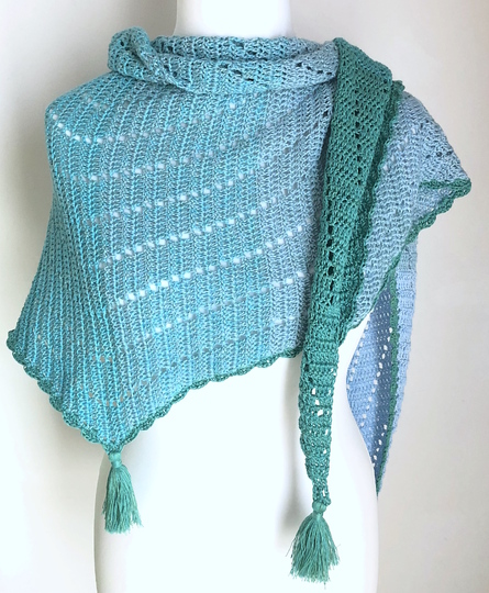 Crochet Pattern "Portocovo" triangle shawl, flat design, charts included
