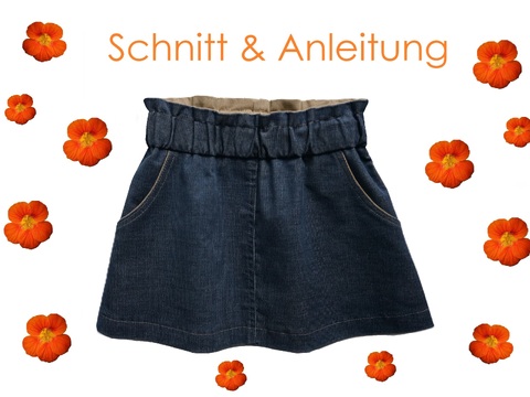 Schnitt + Anleitung ausgestellter Jeansrock Gr. 74 bis 146