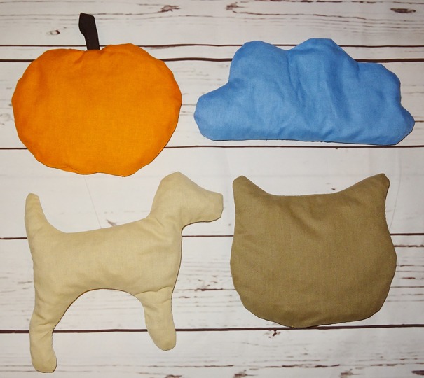 Kissen SET nähen 2 Gr. Wolke Apfel Hund Katze Werkzeug