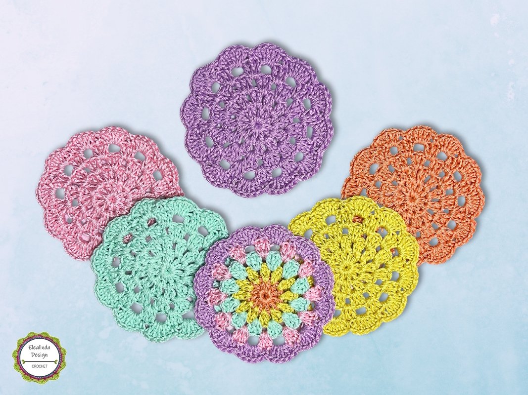 Coaster "Alea" Crochet Applique Crochet Pattern, easy and quick tutorial