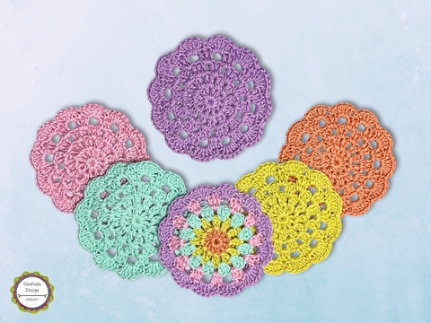 Coaster "Alea" Crochet Applique Crochet Pattern, easy and quick tutorial