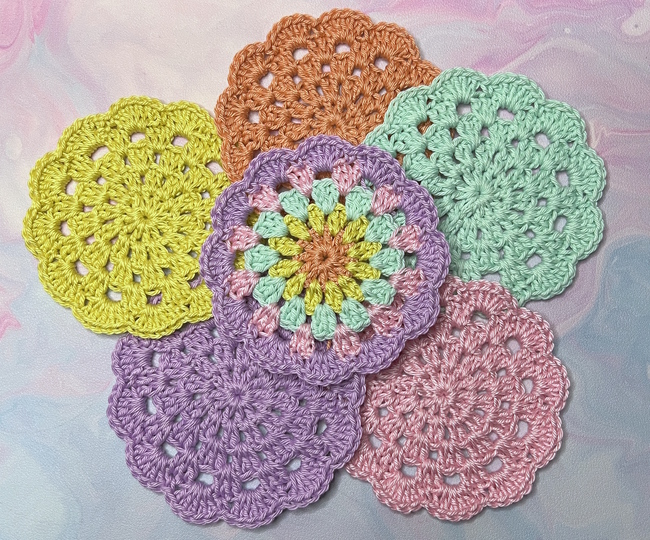 Coaster "Alea" Crochet Applique Crochet Pattern, easy and quick tutorial