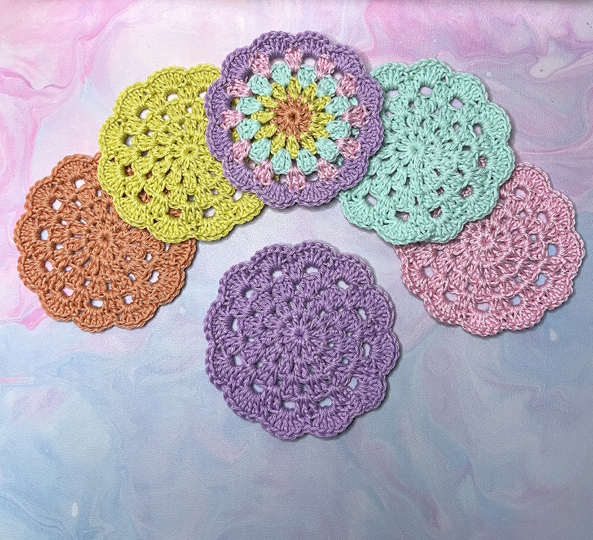 Coaster "Alea" Crochet Applique Crochet Pattern, easy and quick tutorial